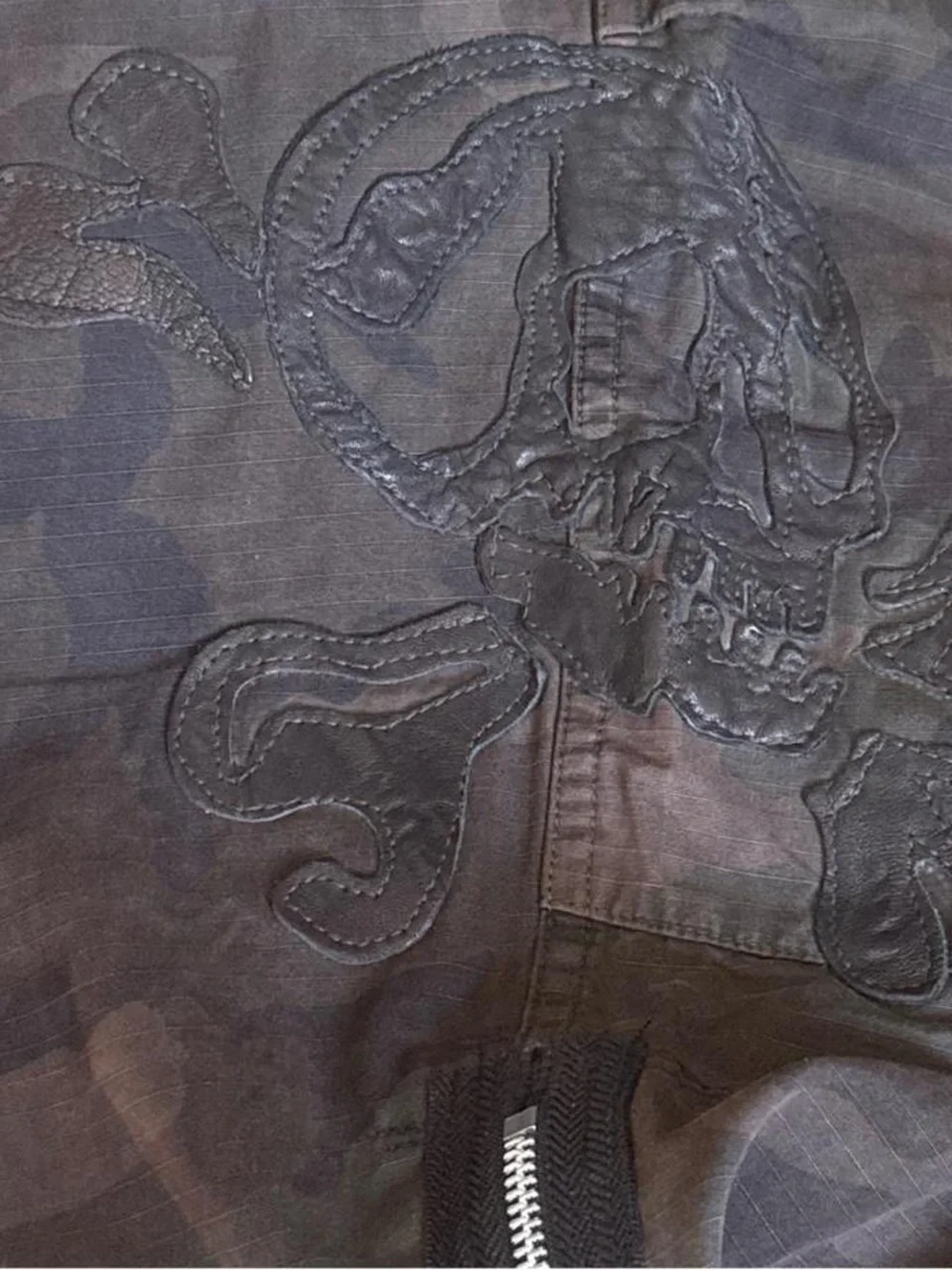 Y2K Vintage The Great China Wall Camo Cargo Pants Crystal Leather Detailing